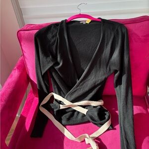 Gap Body wrap black cardigan with blush tie M